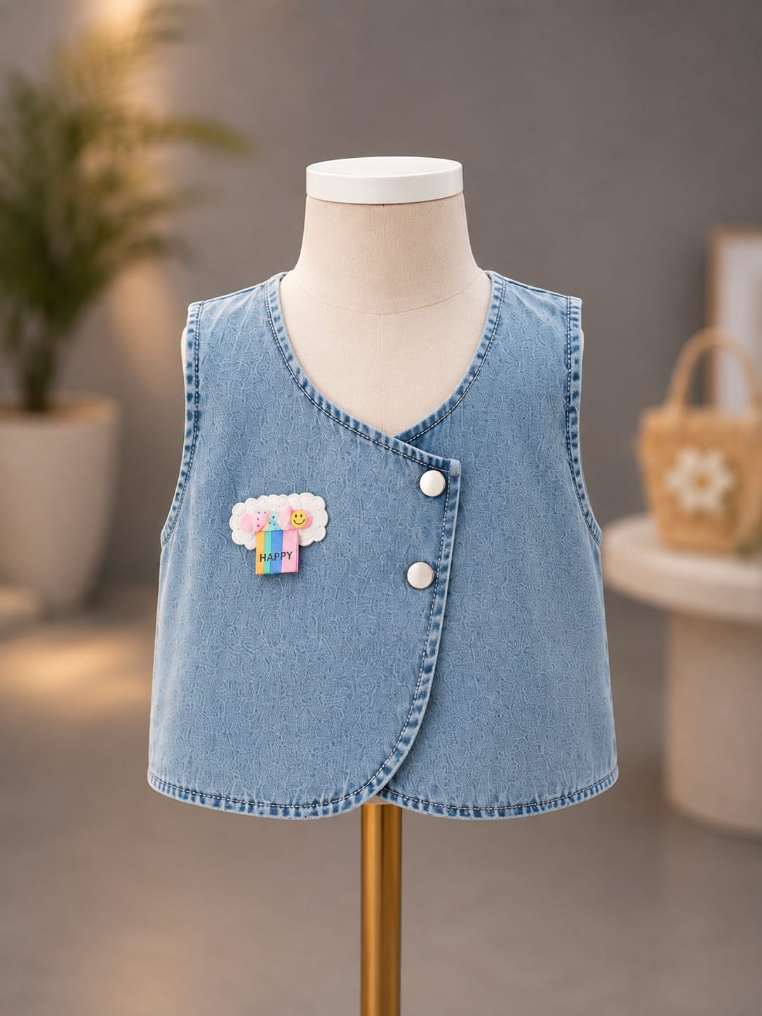 Girls Denim Co-Ord Set with T-Shirt & Shorts | Cute Summer Outfit Set |