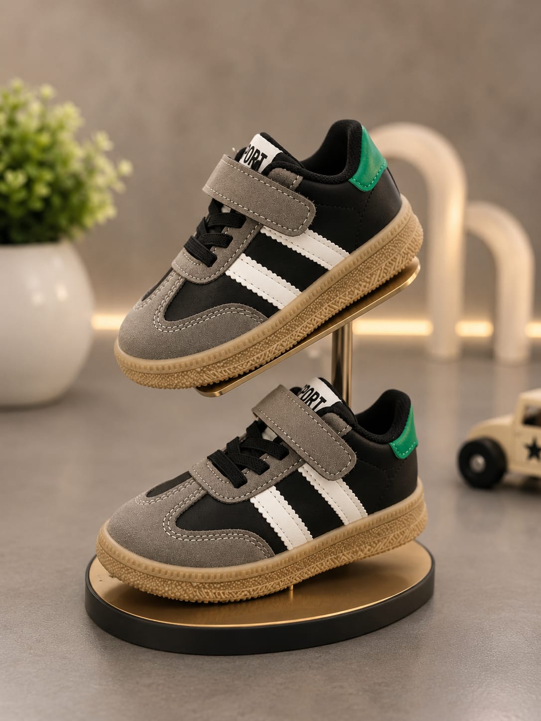 Kids Casual Sports Shoes – Black & Grey | EU 22–26