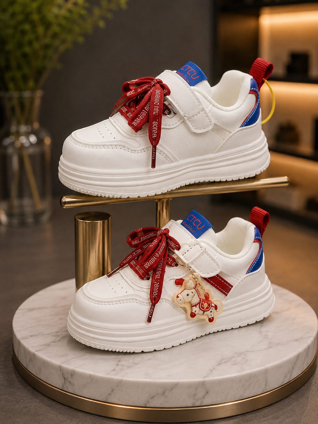 Kids White & Red Stylish Casual Sneakers for Boys & Girls – EU 26-31