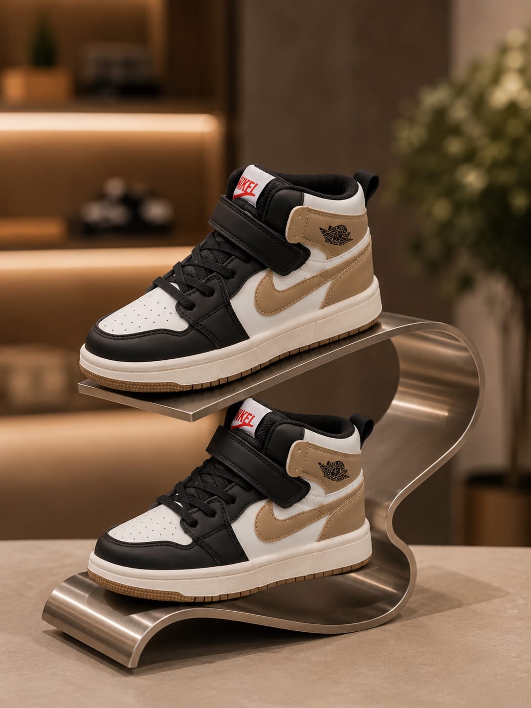 Kids High-Top Black & White Sneakers | Stylish Velcro Casual Shoes | EU 31–36