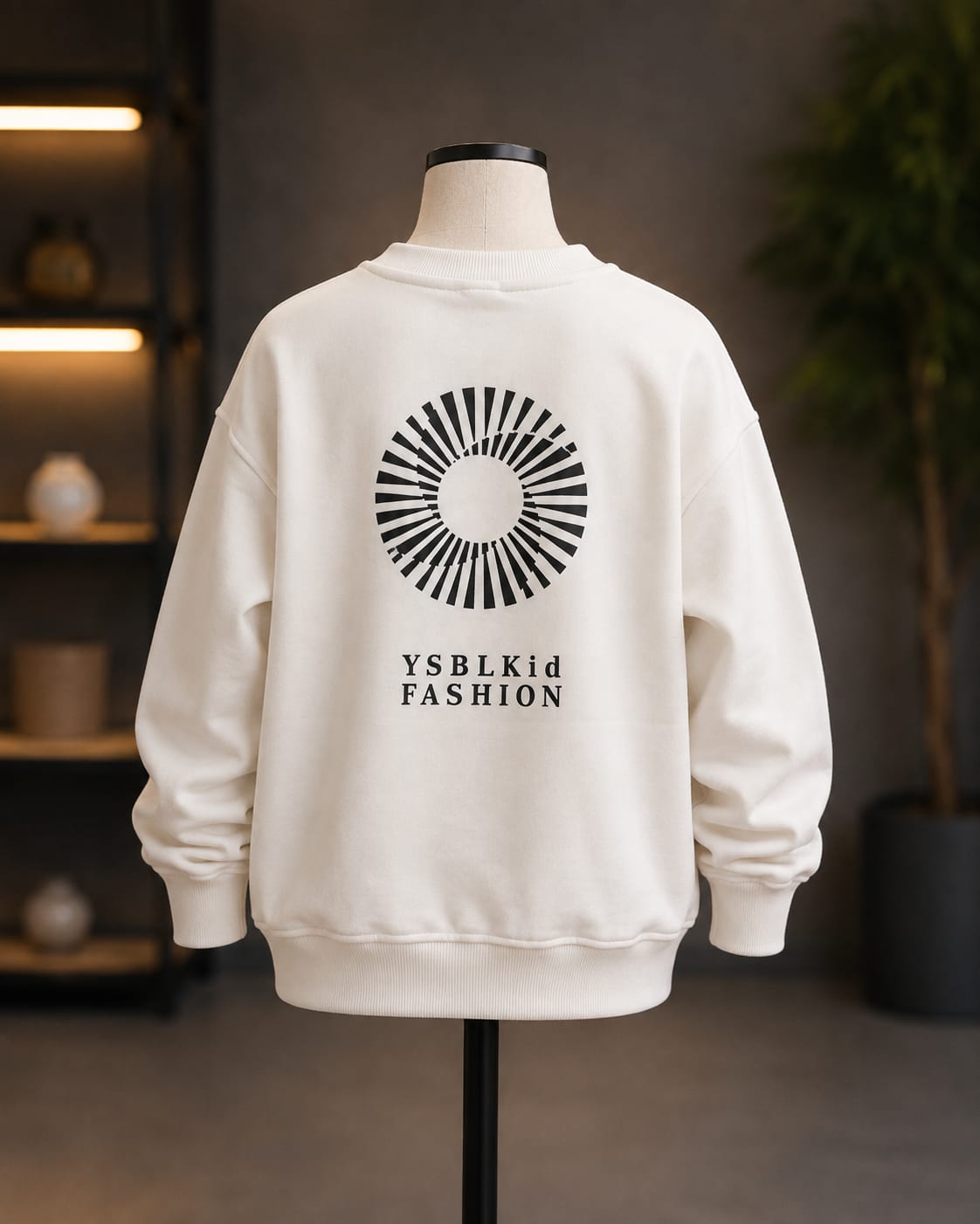 Boys White & Grey Color Block Winter Sweatshirt – Casual Printed Full Sleeve Sweatshirt (6-11 Years)
