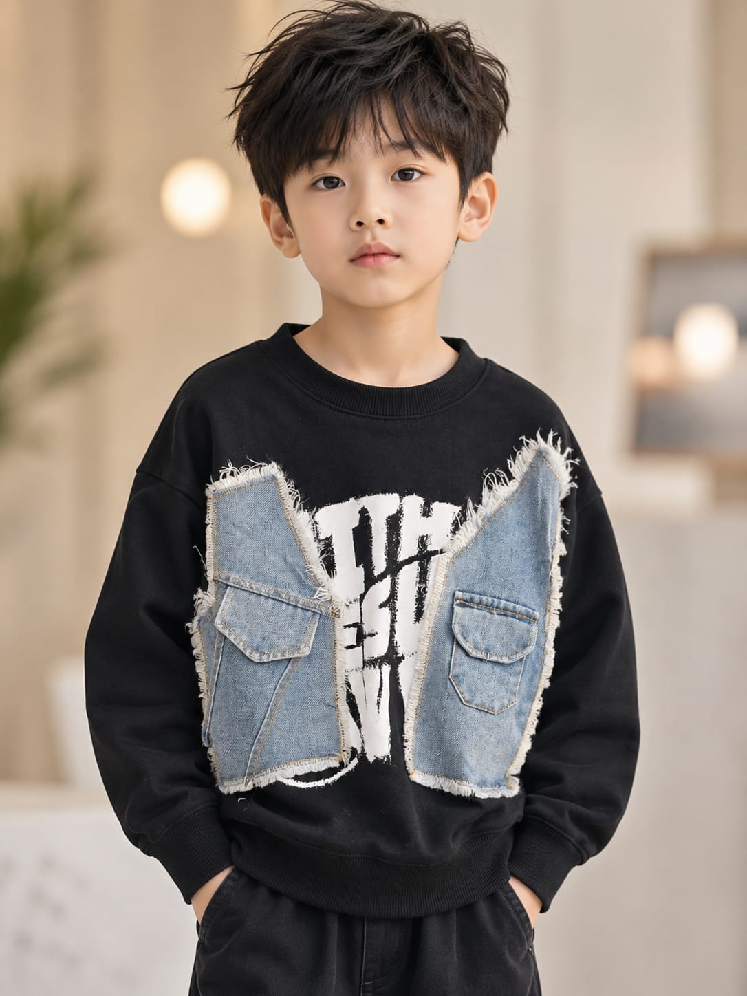 Urban Denim Patch Sweatshirt for Boys (6-11 Years)