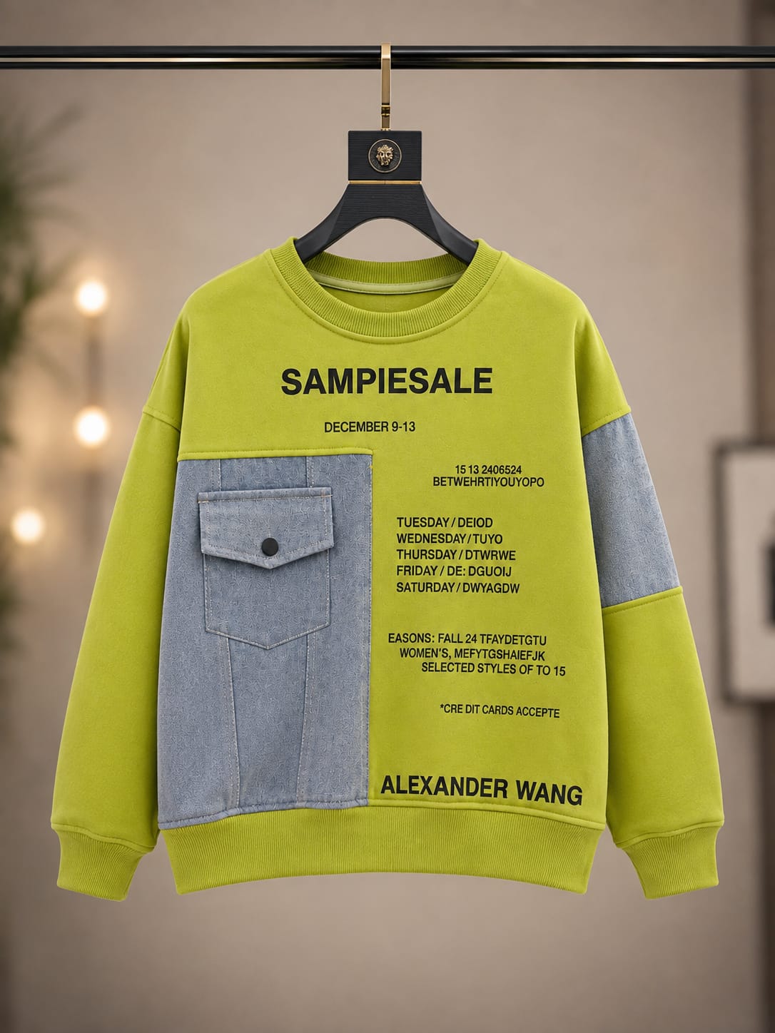 Boys Lime Green Denim Patch Sweatshirt (6-11 Years)