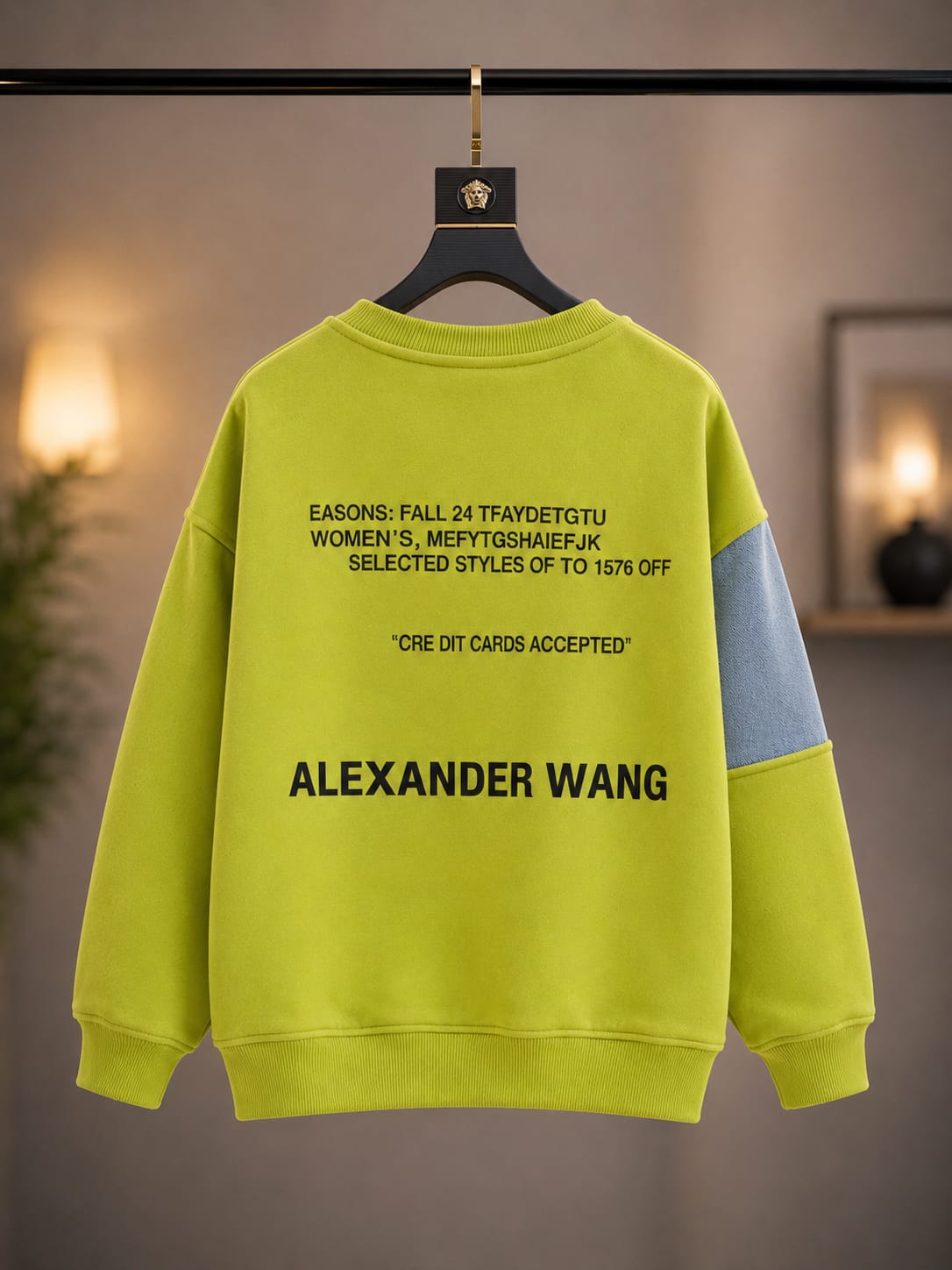 Boys Lime Green Denim Patch Sweatshirt (6-11 Years)