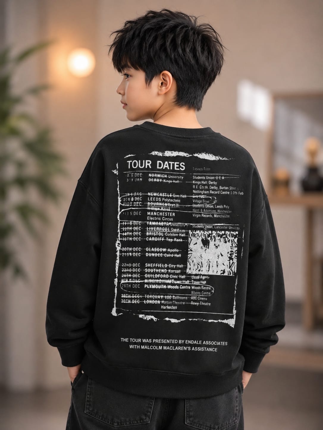 Boys Black Denim Patch Graphic Sweatshirt | Casual Winter Wear (6-11 Years)