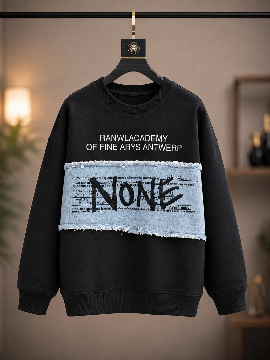 Boys Black Denim Patch Graphic Sweatshirt | Casual Winter Wear (6-11 Years)