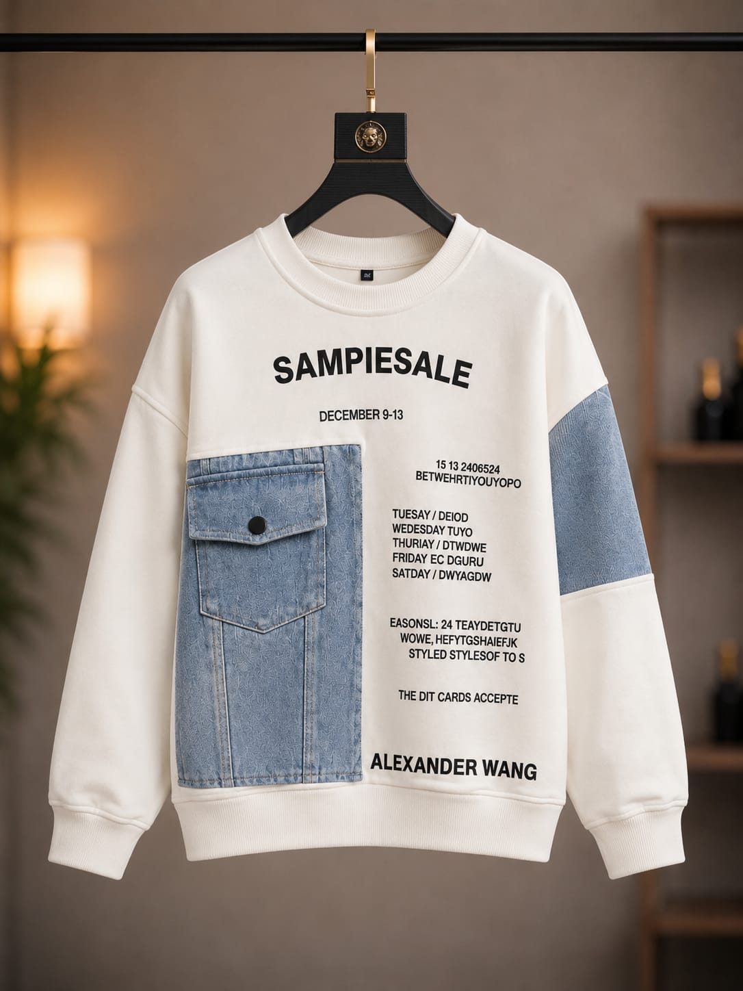 Boys Denim Pocket Patch Graphic Sweatshirt | Casual Winter Wear for Kids (6-11 Years)