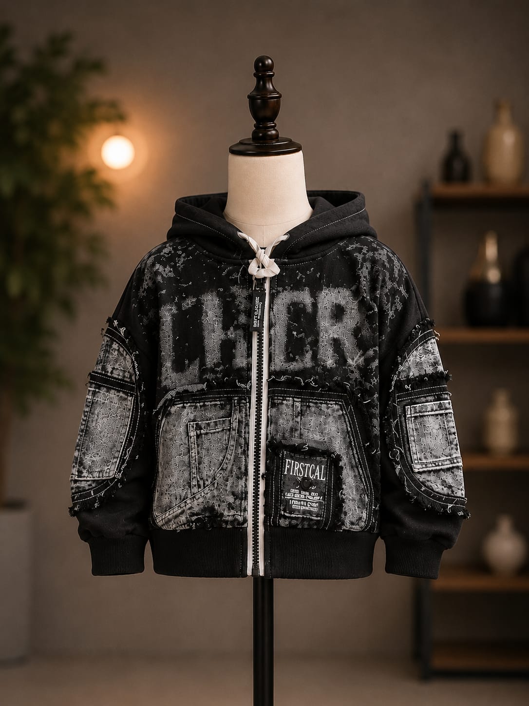 Kids D.C.R Printed Hooded Zip-Up Jacket for Boys & Girls | Winter Casual Hoodie (1-6 Years)