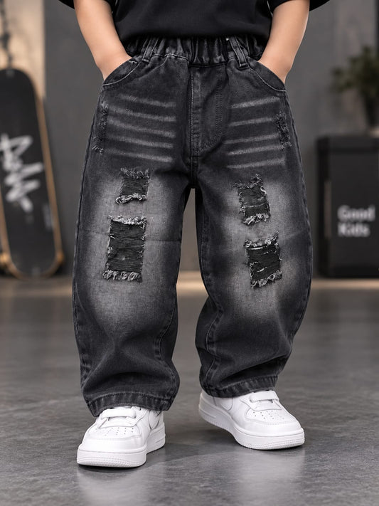 Kids Black Denim Jeans – Distressed Ripped Design | Sizes 30 Months–6 Years