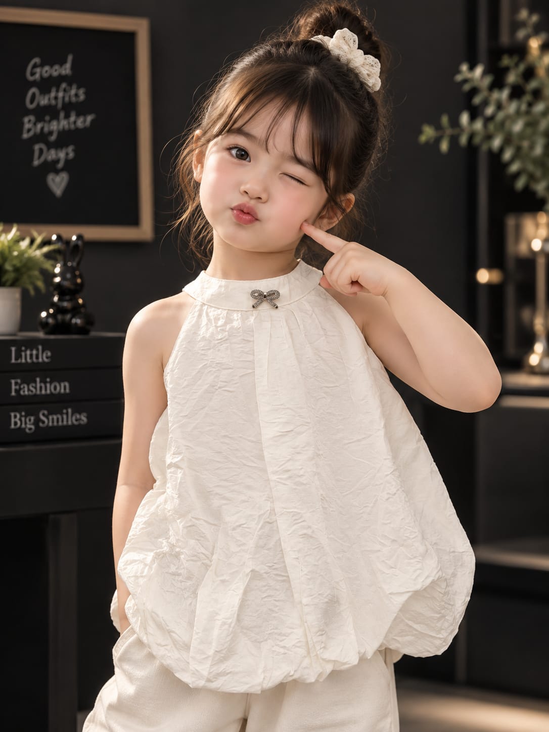 Baby Girls Elegant White Bubble Top | Sleeveless Party & Birthday Top (6 Months – 5 Years)
