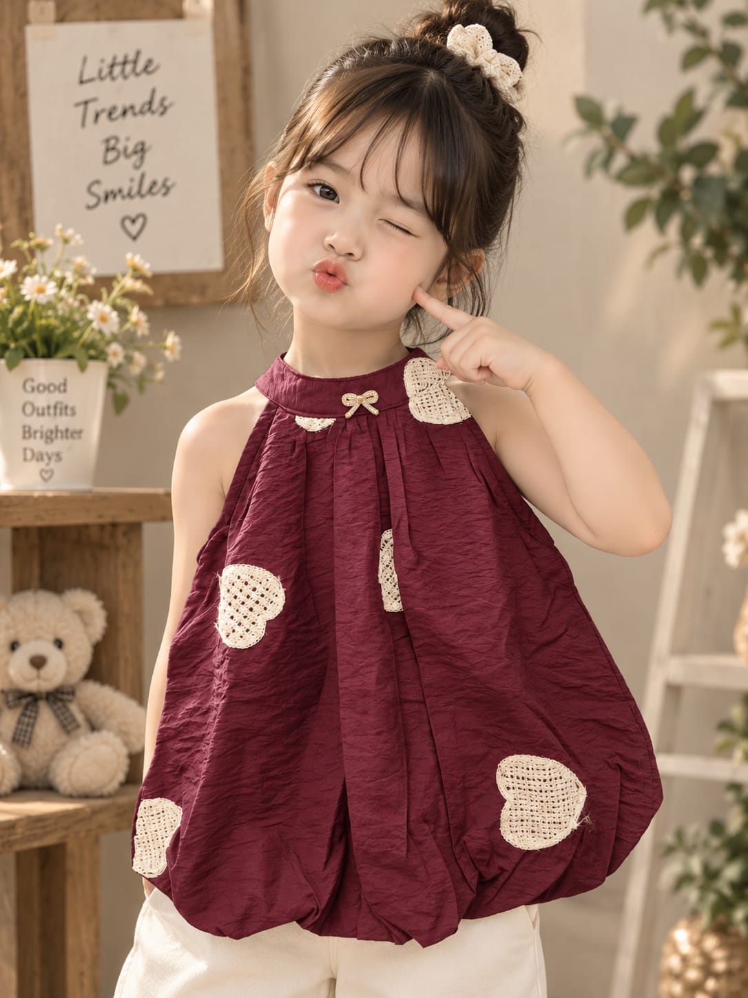 Little Hearts Bubble Top for Baby Girls | 6 Months to 5 Years