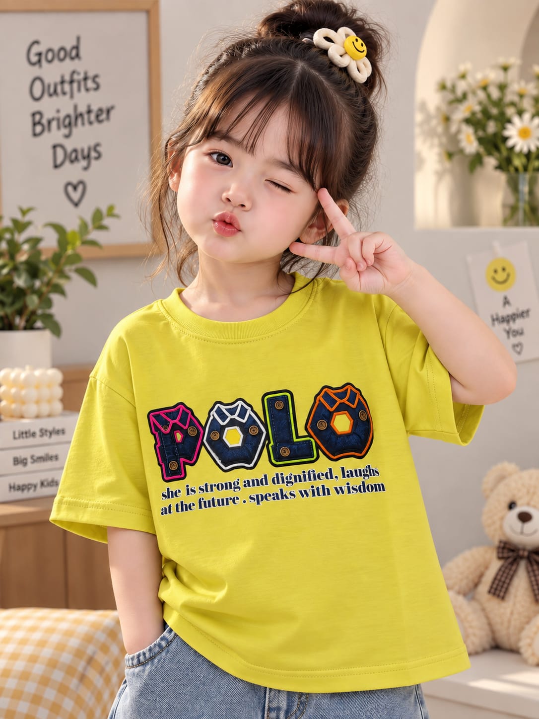 POLO Graphic Print Kids T-Shirt – Yellow
