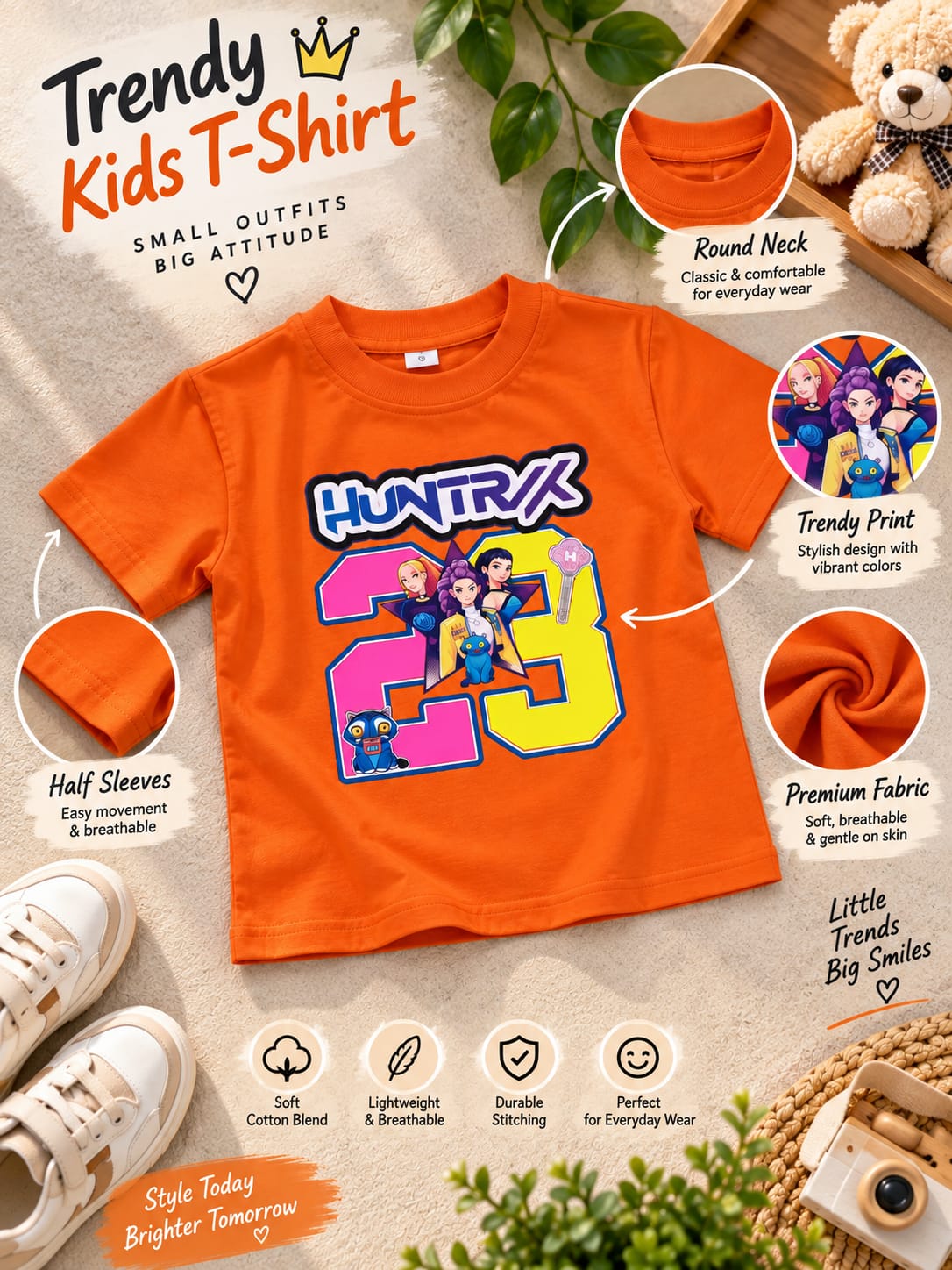 HUNTR/X 23 Graphic Print Kids T-Shirt for Girls