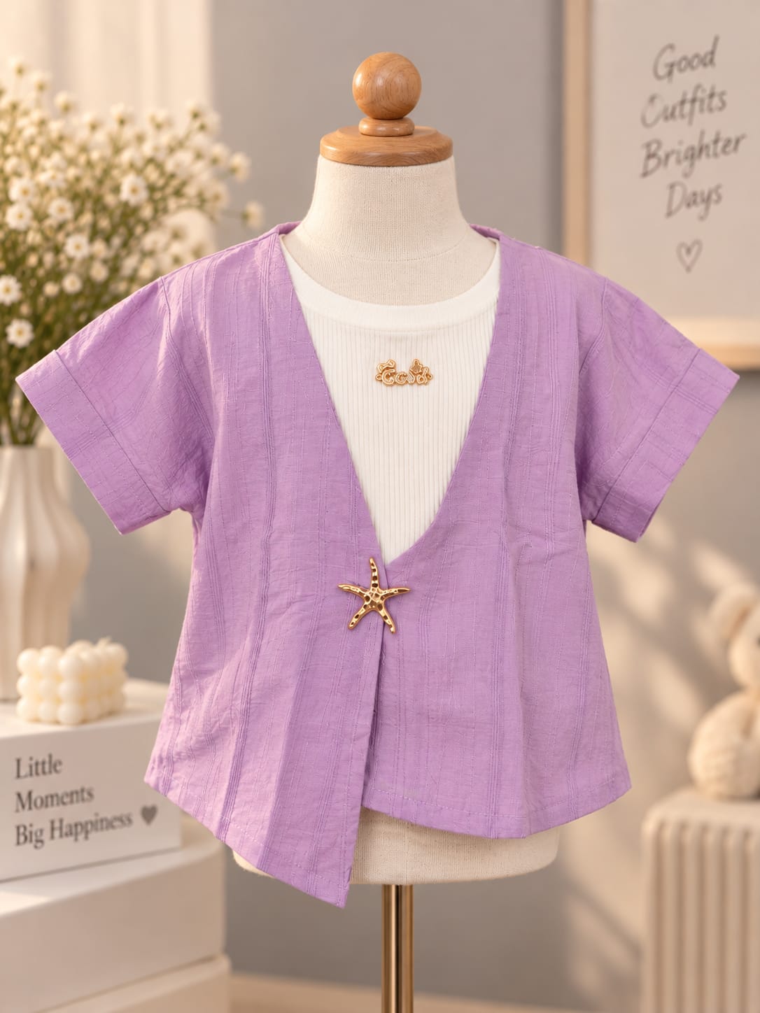 Lavender Layered Girls Top with Inner Tee | 1-5 Years