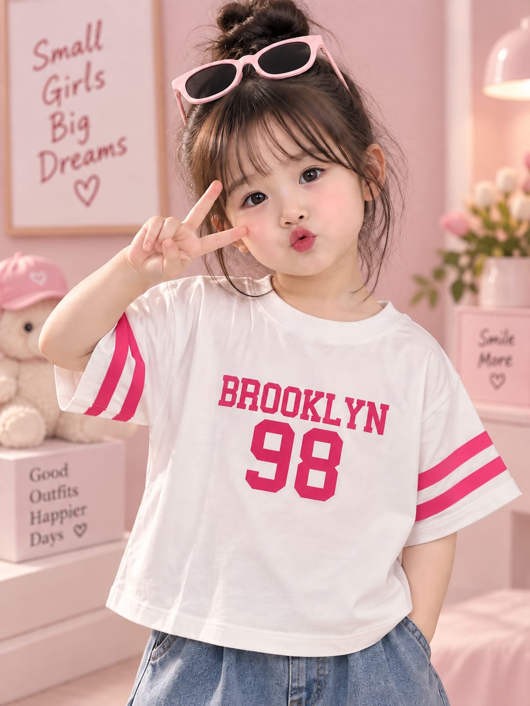 Brooklyn 98 Girls Cotton T-Shirt | Stylish Casual Kids Wear