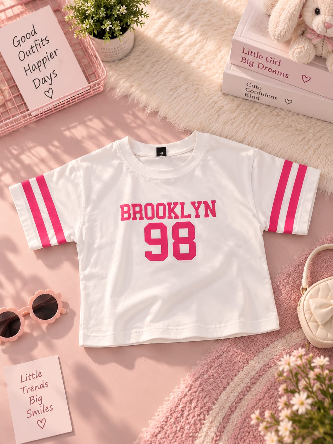 Brooklyn 98 Girls Cotton T-Shirt | Stylish Casual Kids Wear