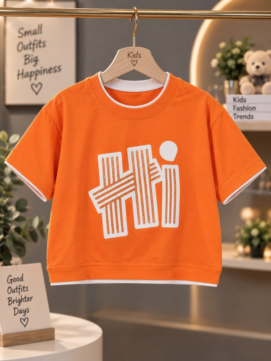 Kids Orange Graphic T-Shirt | Stylish Casual Half Sleeve Tee | Sizes 26–36