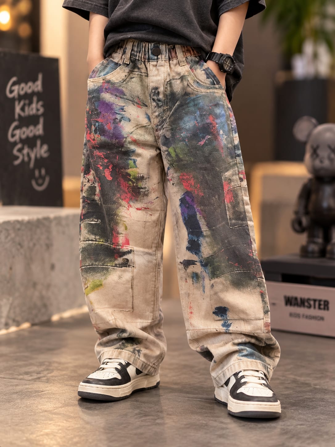Boys Premium Printed Denim Jeans | Multicolour Paint Splash Design | Sizes 6–12 Years