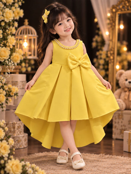 Girls Princess High-Low Party Dress | Premium Yellow Occasion Wear Dress | 1-4 Years
