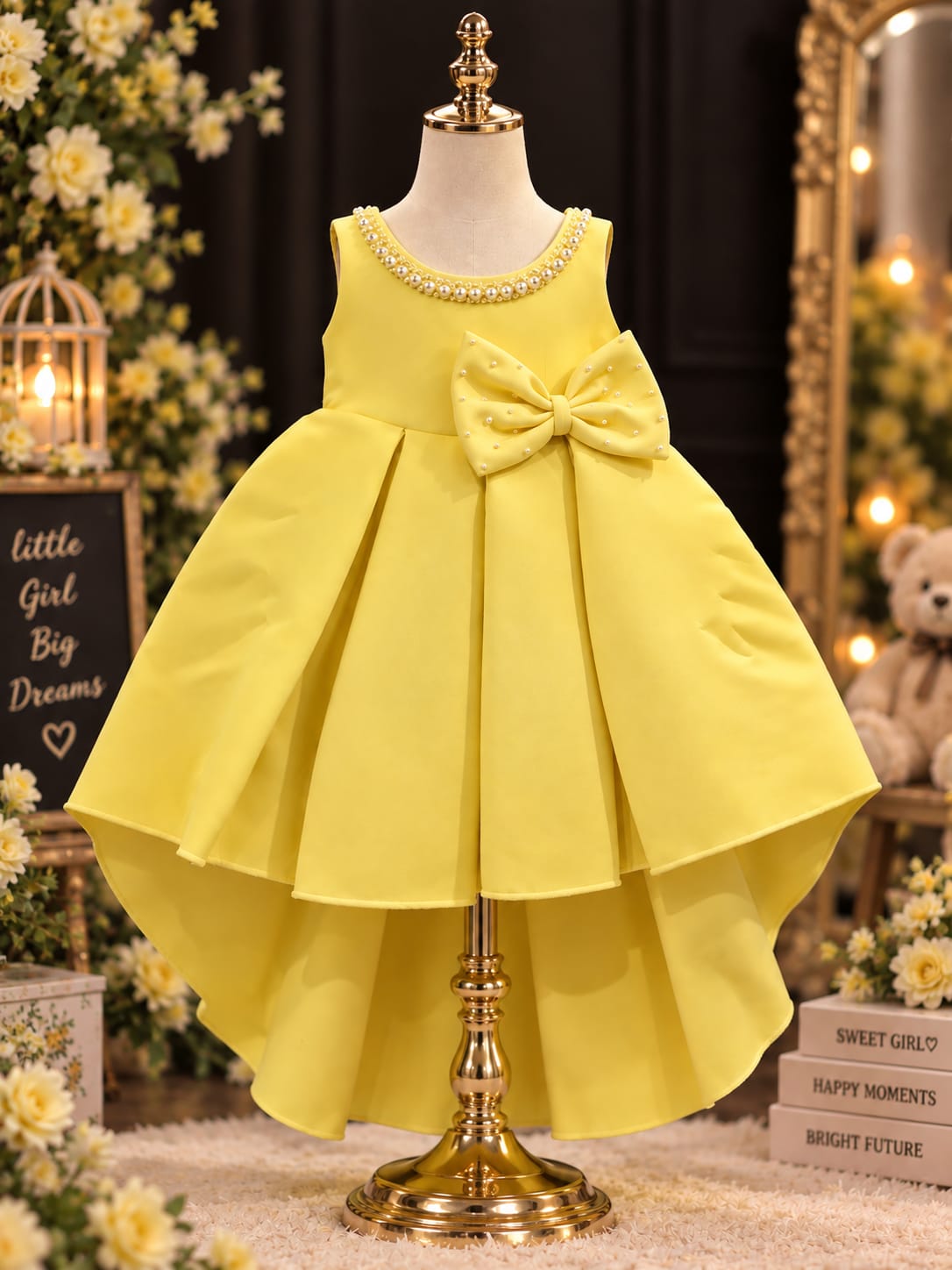 Girls Princess High-Low Party Dress | Premium Yellow Occasion Wear Dress | 1-4 Years