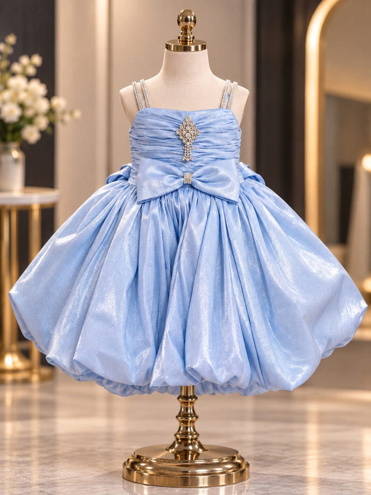 Girls Sky Blue Princess Party Dress | Premium Puffy Occasion Dress | 1-4 Years