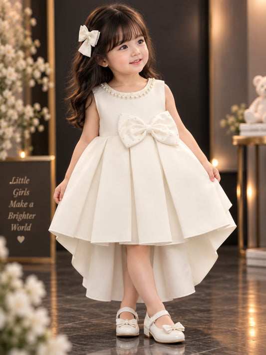Girls White Pearl Princess Dress | Premium Party Wear Dress | 1-4 Years