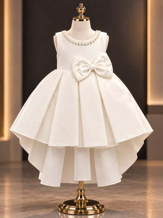 Girls White Pearl Princess Dress | Premium Party Wear Dress | 1-4 Years