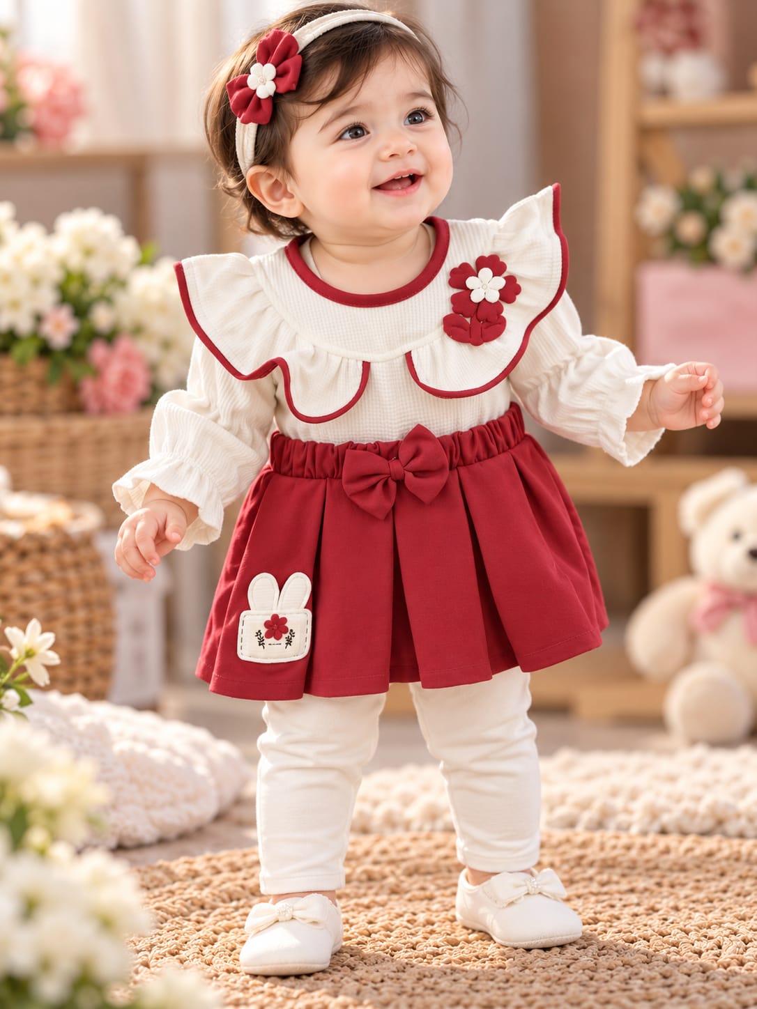 Baby Girls 2-Piece Floral Set | Ruffle Top & Full Pants | Cute Partywear Outfit | Sizes 0–9 Months