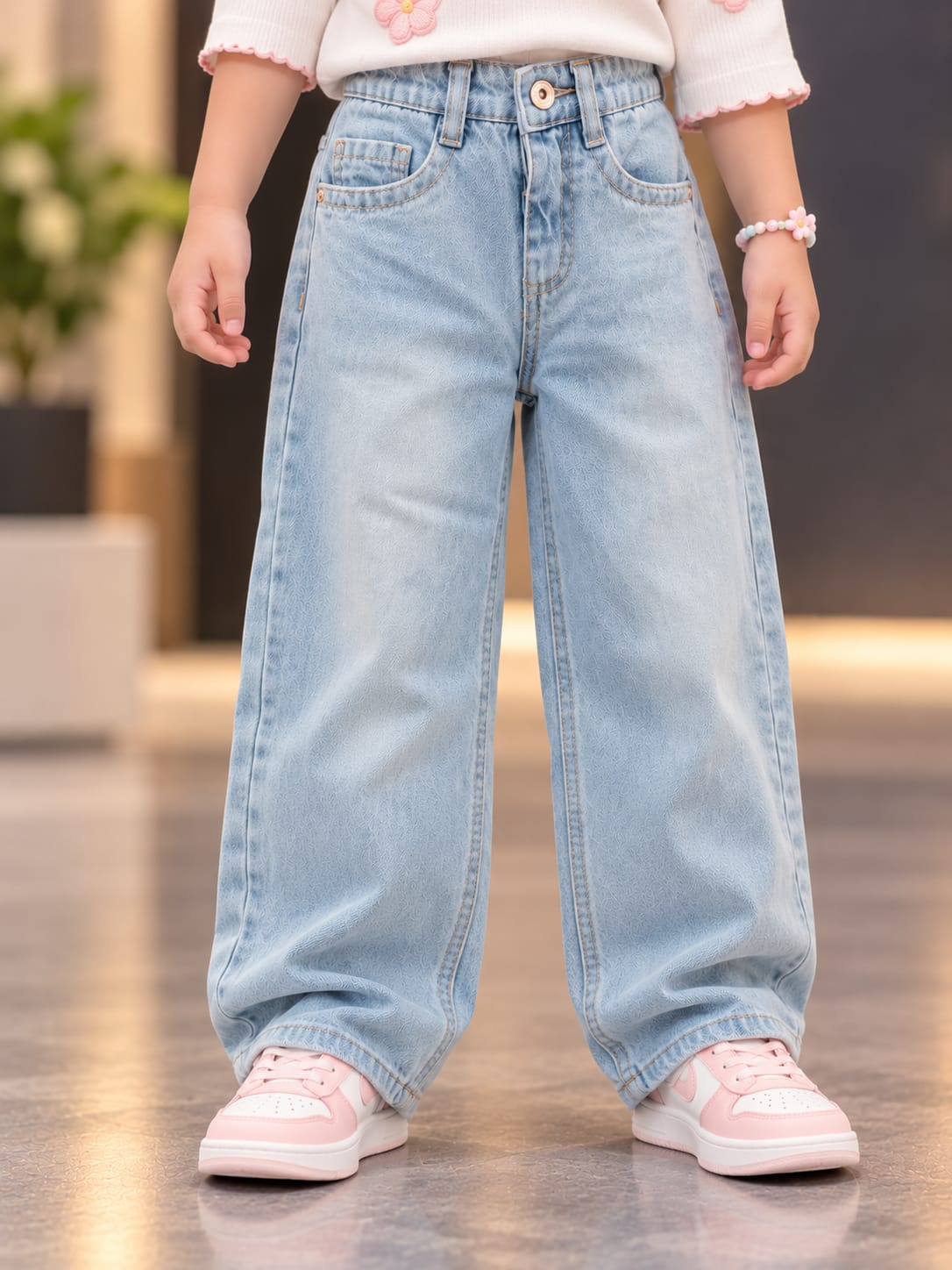 Girls Light Blue Super Baggy Jeans | Wide-Leg Denim Pants | Sizes 18–24