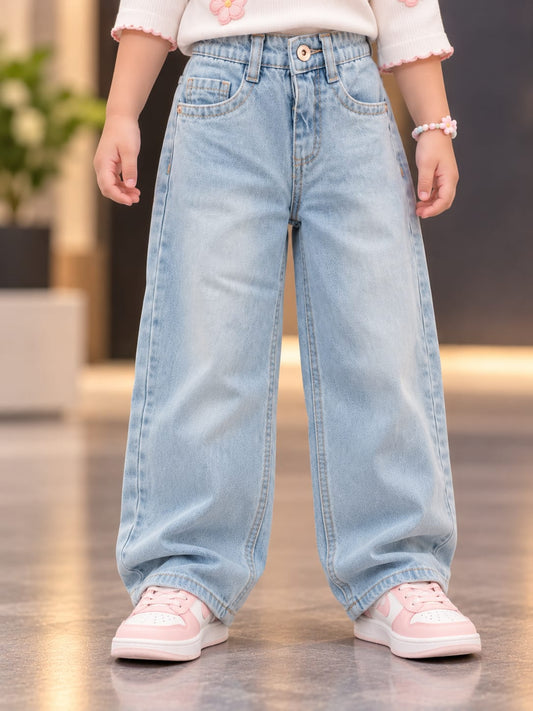 Girls Light Blue Super Baggy Jeans | Wide-Leg Denim Pants | Sizes 18–24