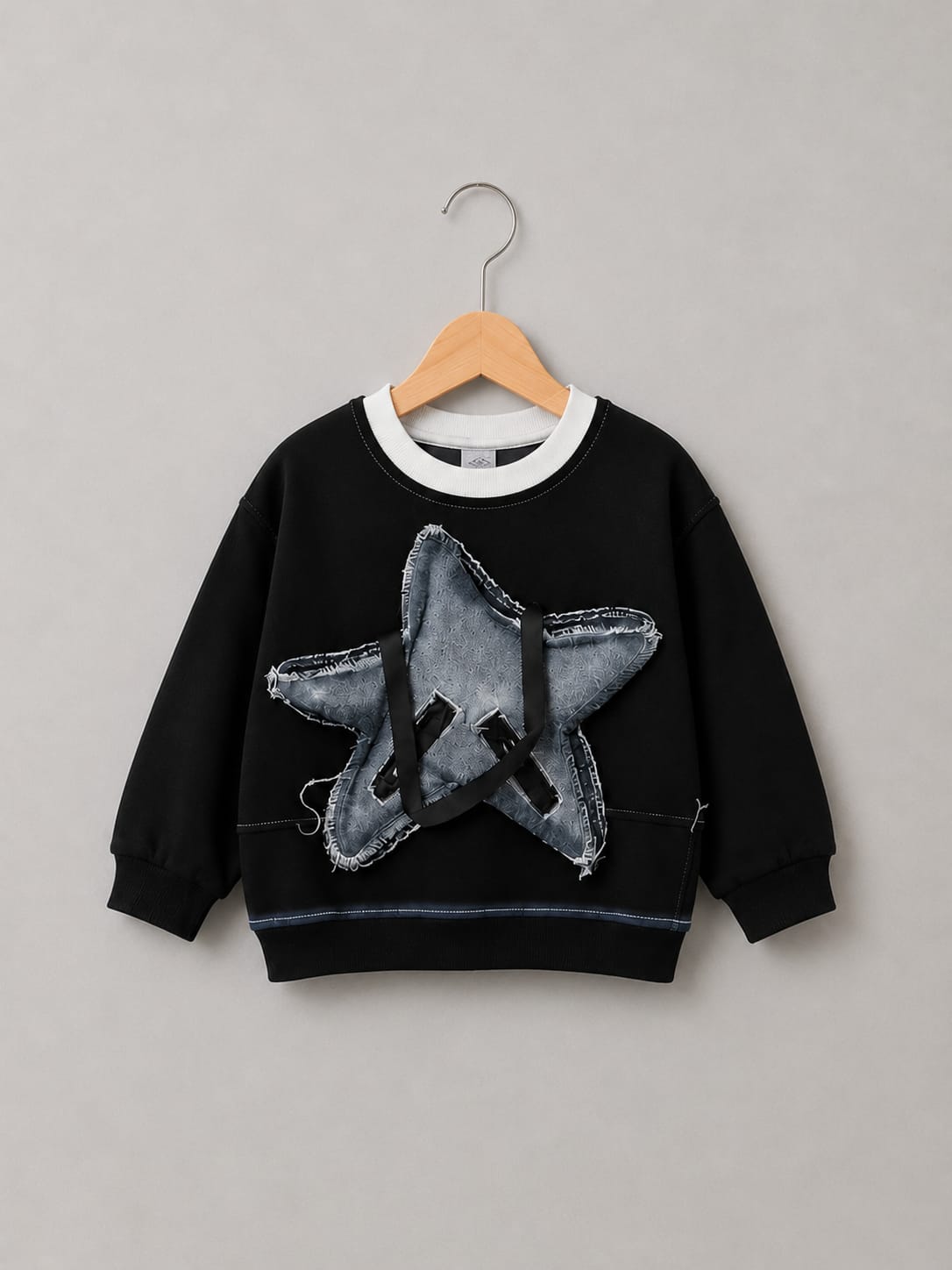 KIDS PREMIUM BLACK STAR PATCH SWEATSHIRT | SIZES 18–26