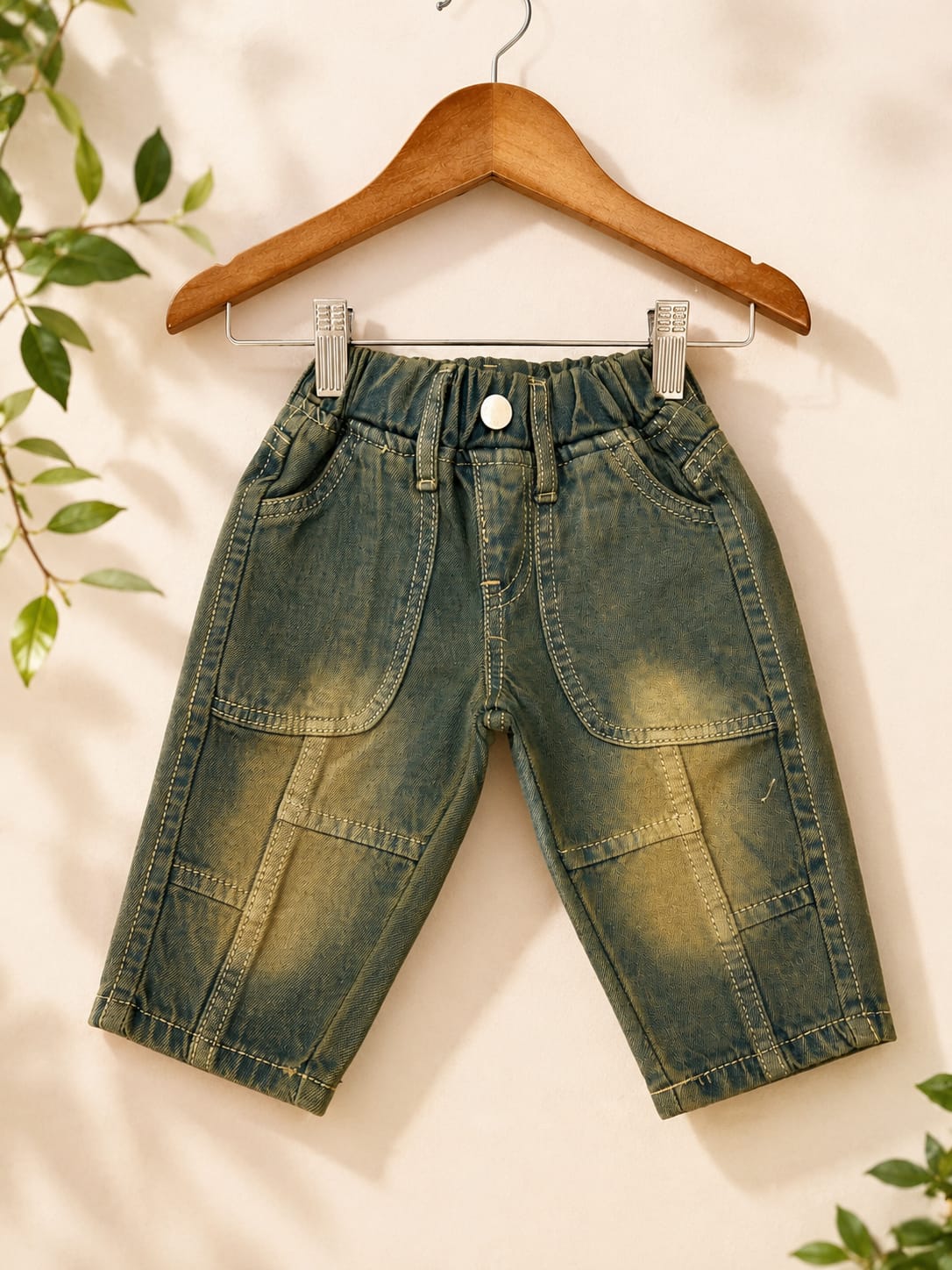 WANSTER Kids Vintage Green Baggy Jeans | Premium Denim | 4 Months–3/4 Years