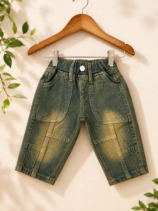 WANSTER Kids Vintage Green Baggy Jeans | Premium Denim | 4 Months–2/3 Years