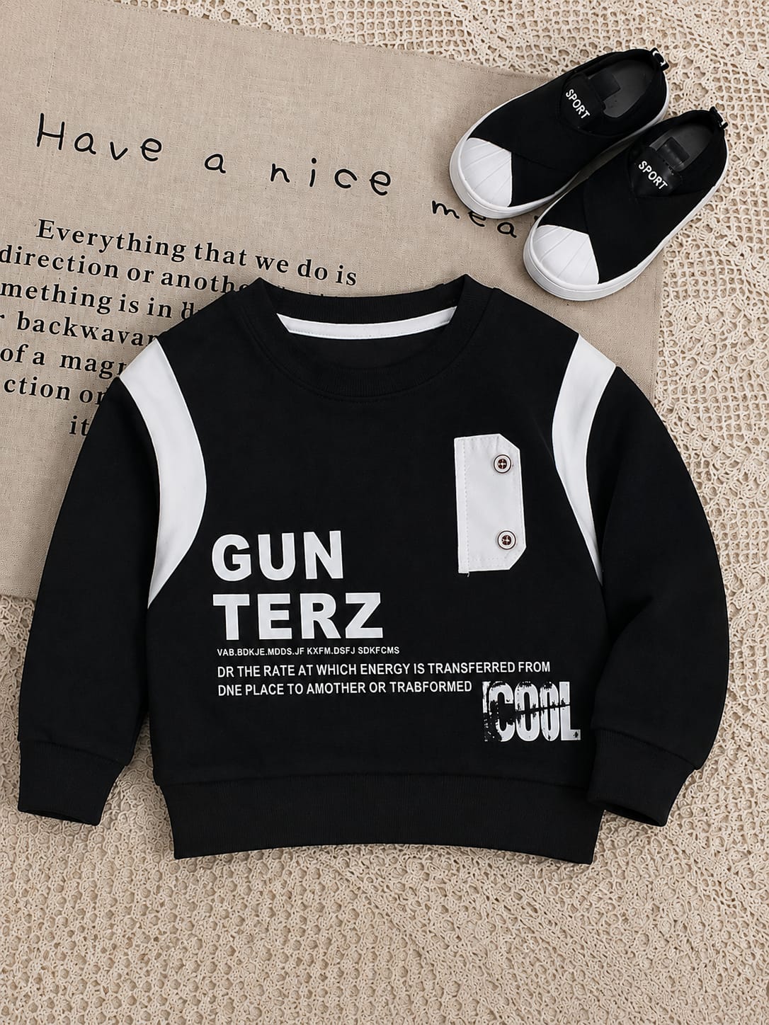 Kids Gun Terz Printed Winter Sweatshirt | Black Cotton Fleece Sweatshirt | Boys Casual Sweatshirt | Size 18–26