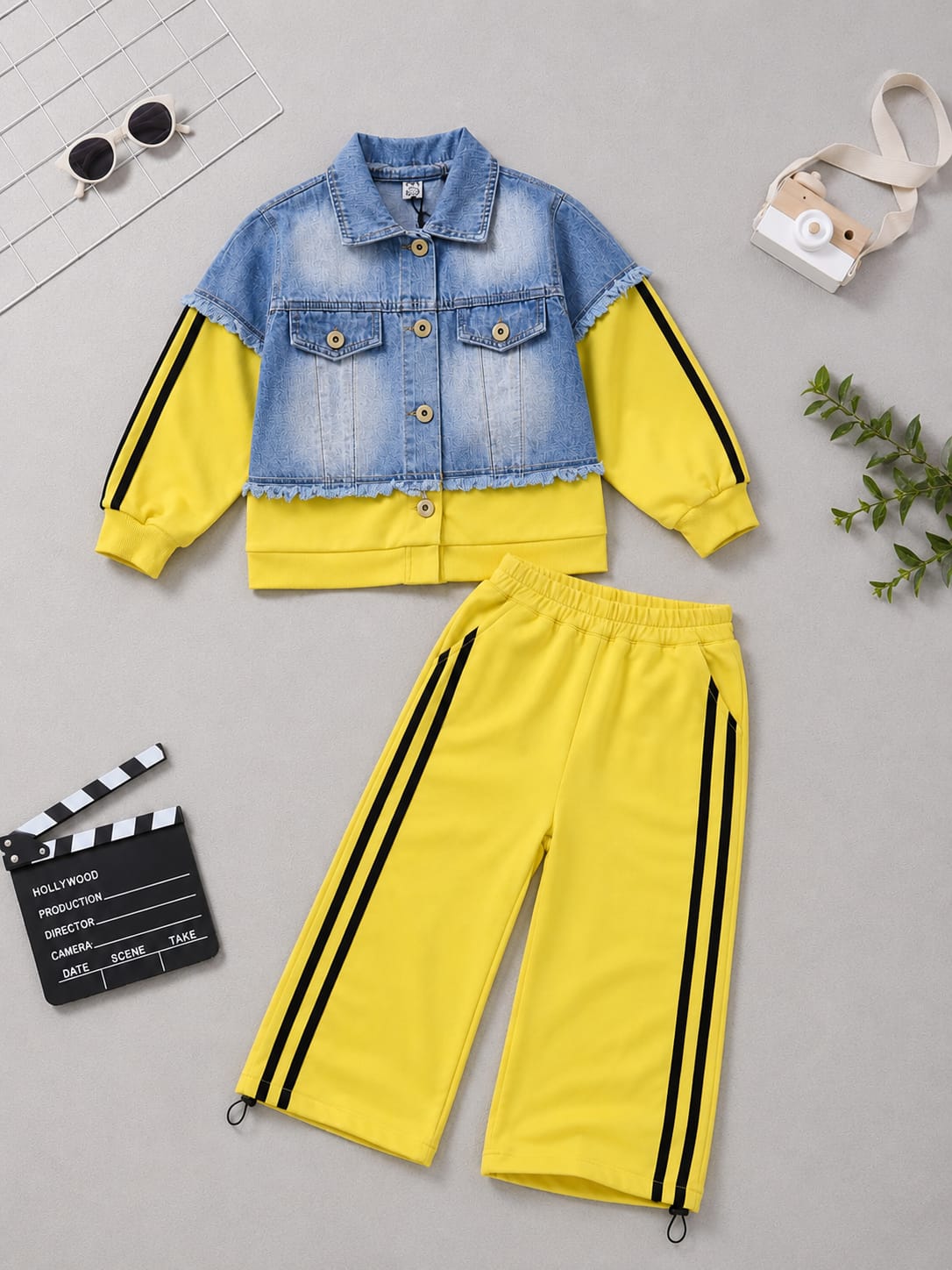 Girls Premium Denim Jacket Co-Ord Set | Nion Tracksuit | 5–9 Years