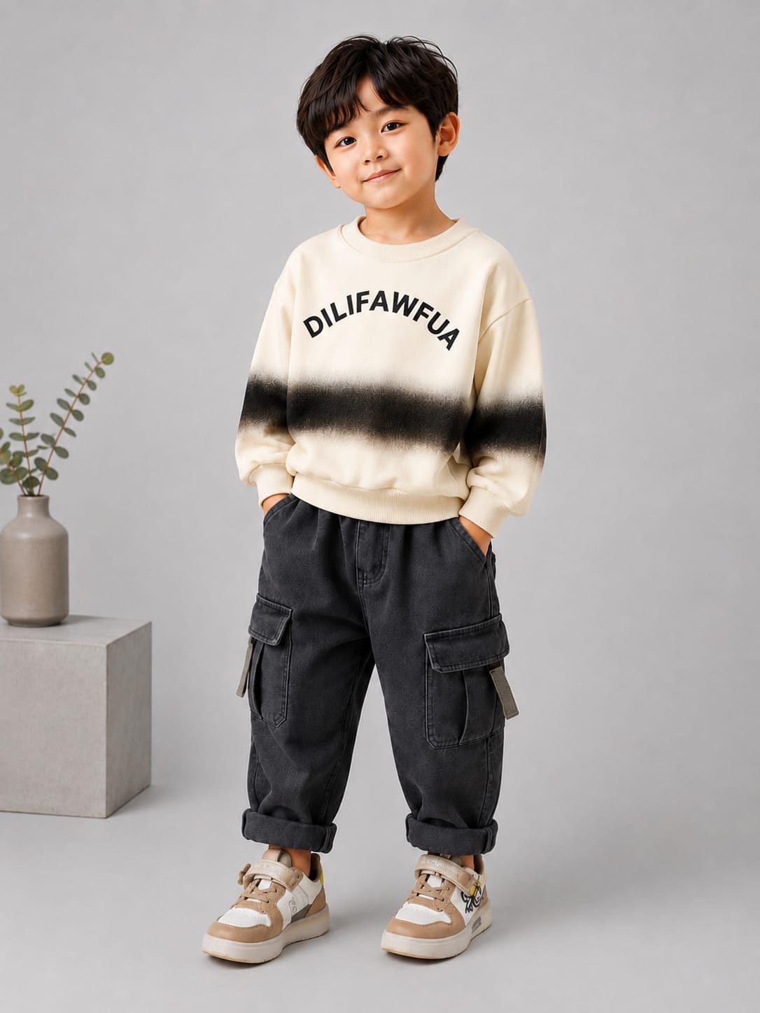 BOYS PREMIUM CREAM OMBRE SWEATSHIRT | SIZES 18–26