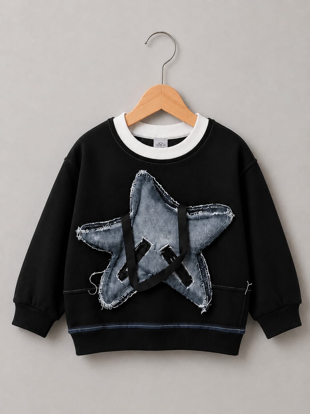 KIDS PREMIUM BLACK STAR PATCH SWEATSHIRT | SIZES 18–26