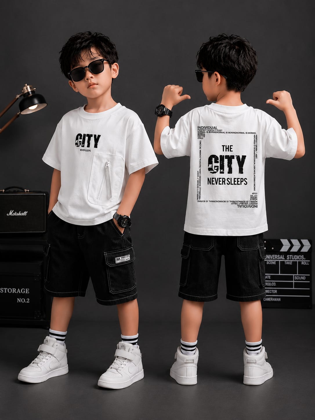 Boys Premium Utility Pocket T-Shirt | White | Half Sleeve | 5–9 Years