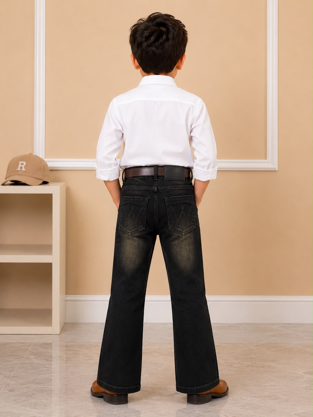 Boys Premium Black Wash Boot Cut Denim Jeans | Stylish Kids Bootcut Jeans | Size 26–36