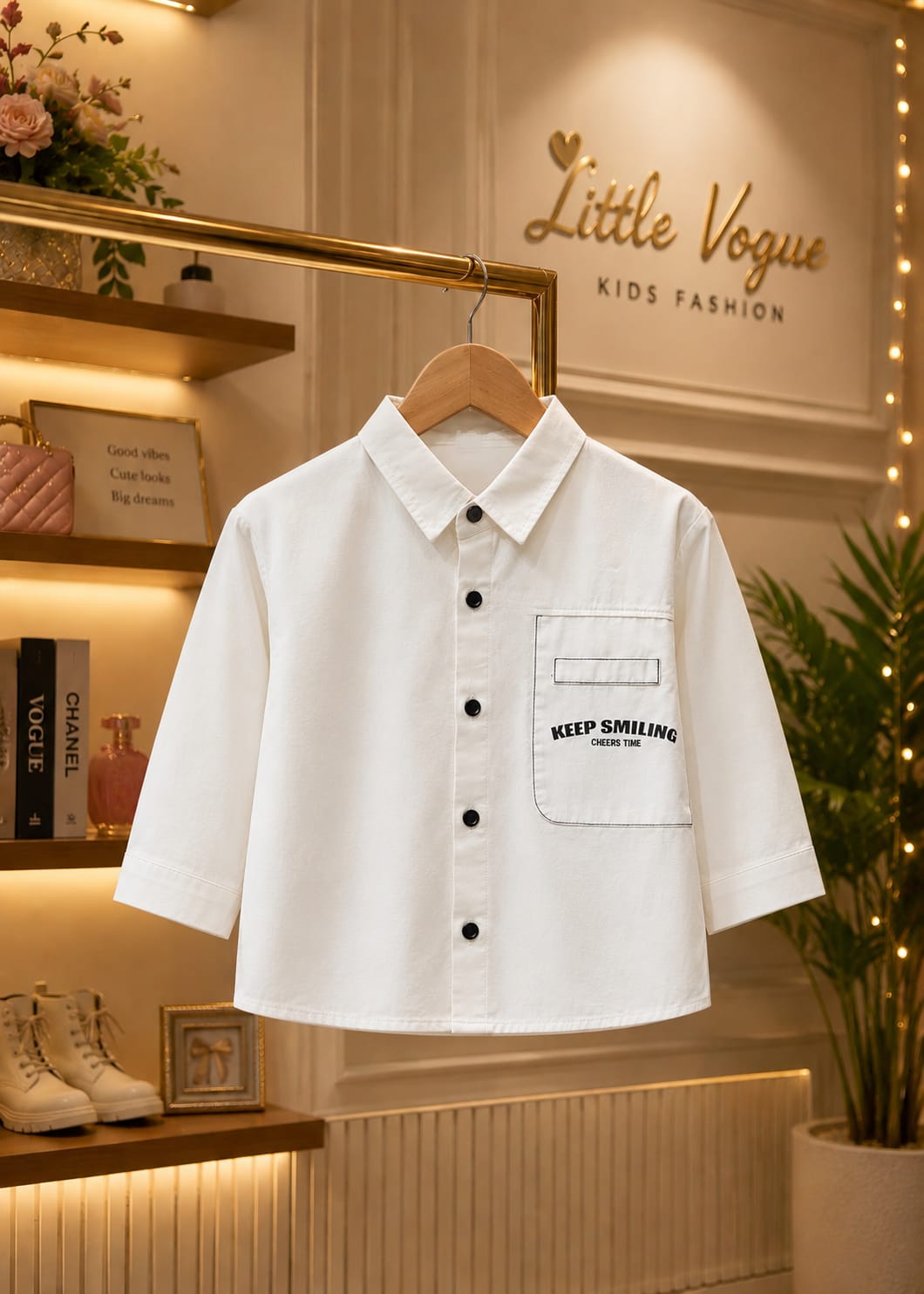 Boys Premium White Casual Shirt – Korean Style Cotton Shirt | Full Sleeve | 2–7 Years