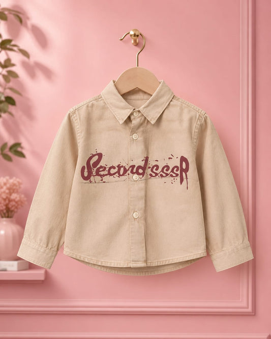 Boys Beige Graphic Print Casual Shirt | Premium Cotton Blend | 1–5 Years