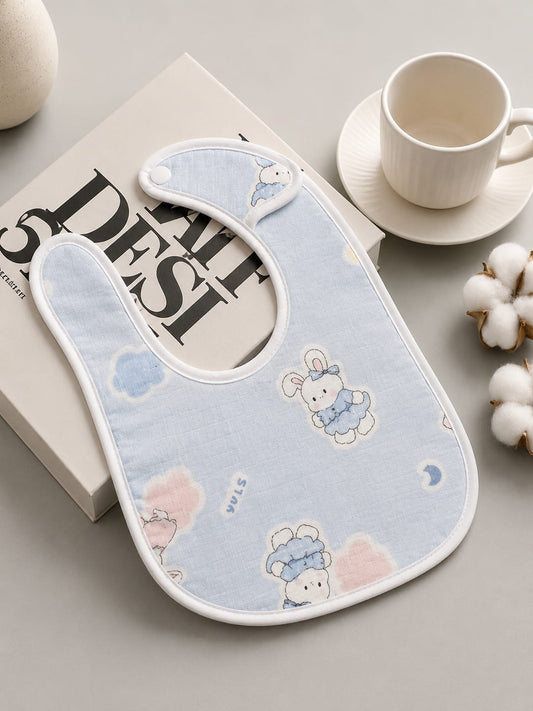 Newborn Baby Cotton Feeding Bib | Soft Absorbent Baby Saliva & Drool Bib | Cute Printed Bib (0–12 Months)