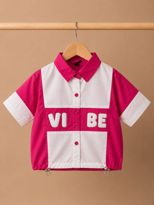 Girls Premium Pink & White Color Block Shirt | Casual Designer Cotton Top | Size 24–32