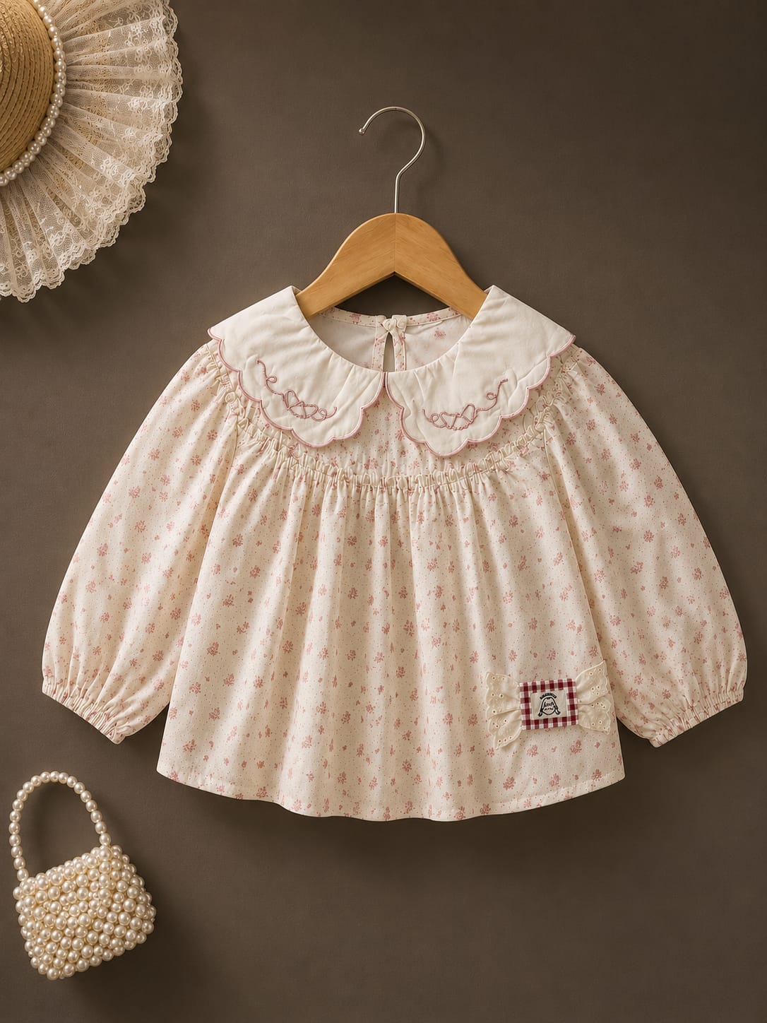 Girls Floral Print Peter Pan Collar Cotton Top | Full Sleeve Casual & Party Wear | Size 18–26