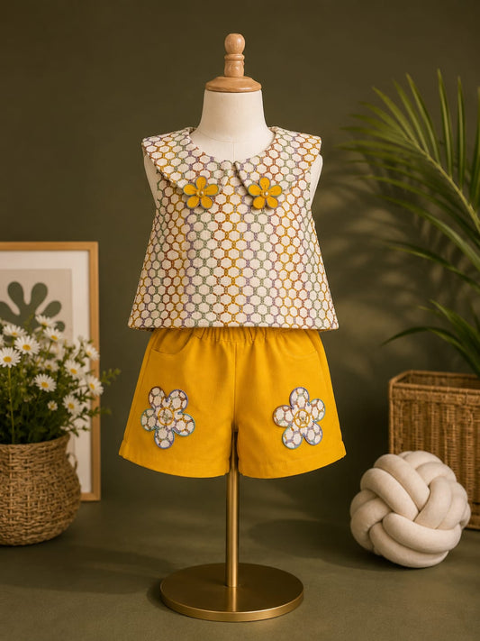 Baby Girls Floral Summer Co-Ord Set | Sleeveless Printed Top & Shorts | 2-Piece Outfit | 3–12 Months
