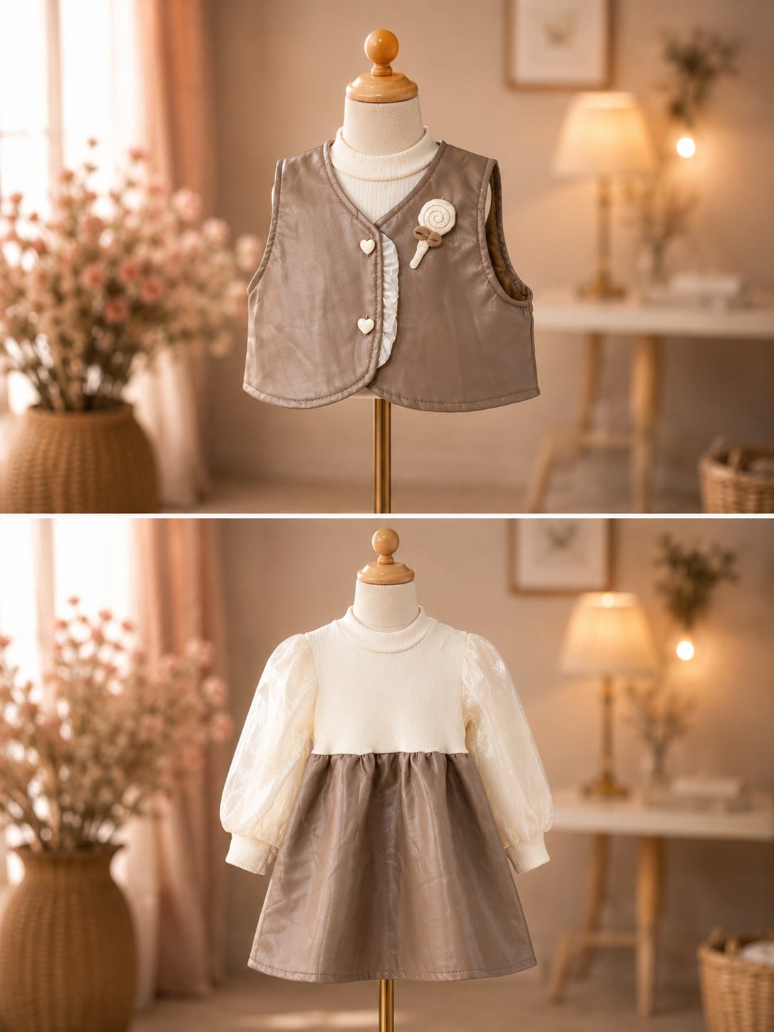 Girls Premium Faux Leather Frock with Full Sleeve Inner | Designer Party Wear Dress | Size 18–26