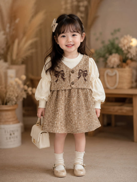 Girls Premium Tweed Frock with Soft Full Sleeve Inner | Elegant Party Wear Frock | Size 18–26