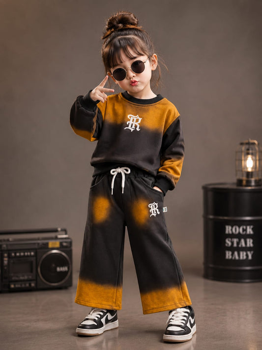 Kids Premium Tie-Dye Co-ord Set | Full Sleeve Sweatshirt & Wide Leg Pants | Size 18–26