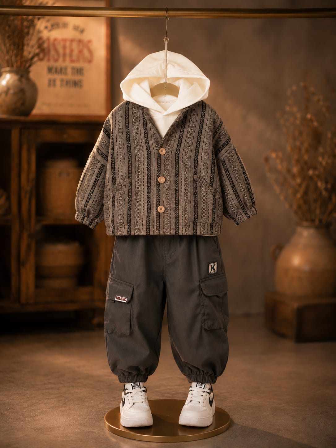 Girls Premium Hoodie Shirt & Cargo Jogger Co-Ord Set | All Season Casual Outfit | Grey | Sizes 18–26