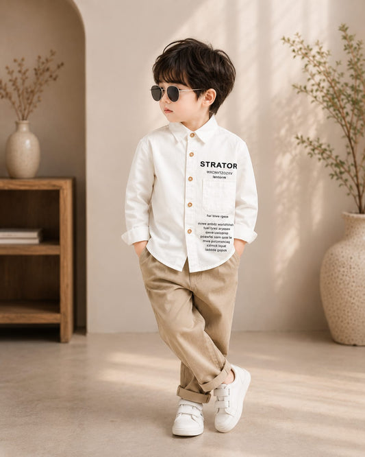 Premium Boys White Cotton Full Sleeve Shirt | Casual & Party Wear | Sizes 2–7 Years